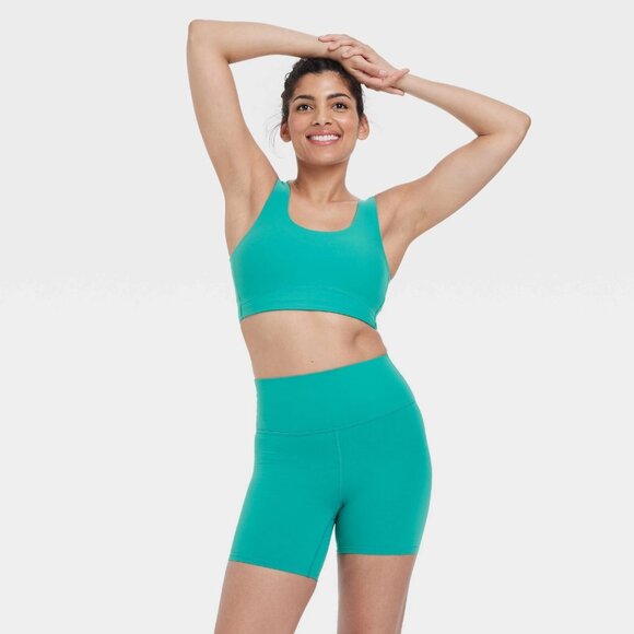 XS - Womens Everyday Soft Medium Support Longline Sports Bra - AIM - Green - Picture 8 of 10